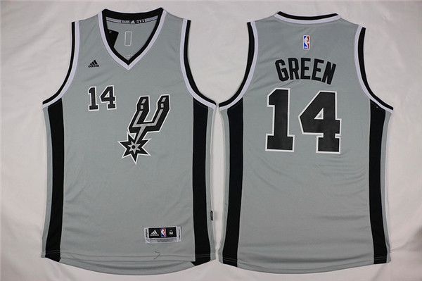 Men San Antonio Spurs #14 Green Grey Adidas NBA Jerseys